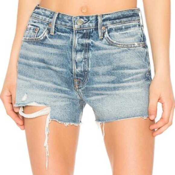 GRLFRND Helena High-Rise Straight Leg Cut Off Short blue rain drop wash 27 - Picture 2 of 10